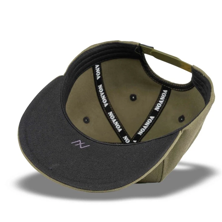 Greenish Brown Embroidery Snapback Cap