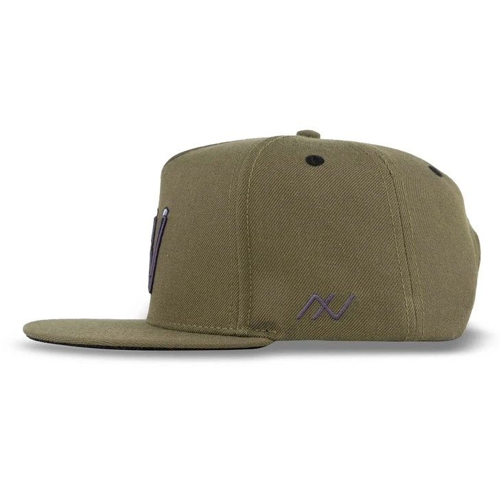 Greenish Brown Embroidery Snapback Cap